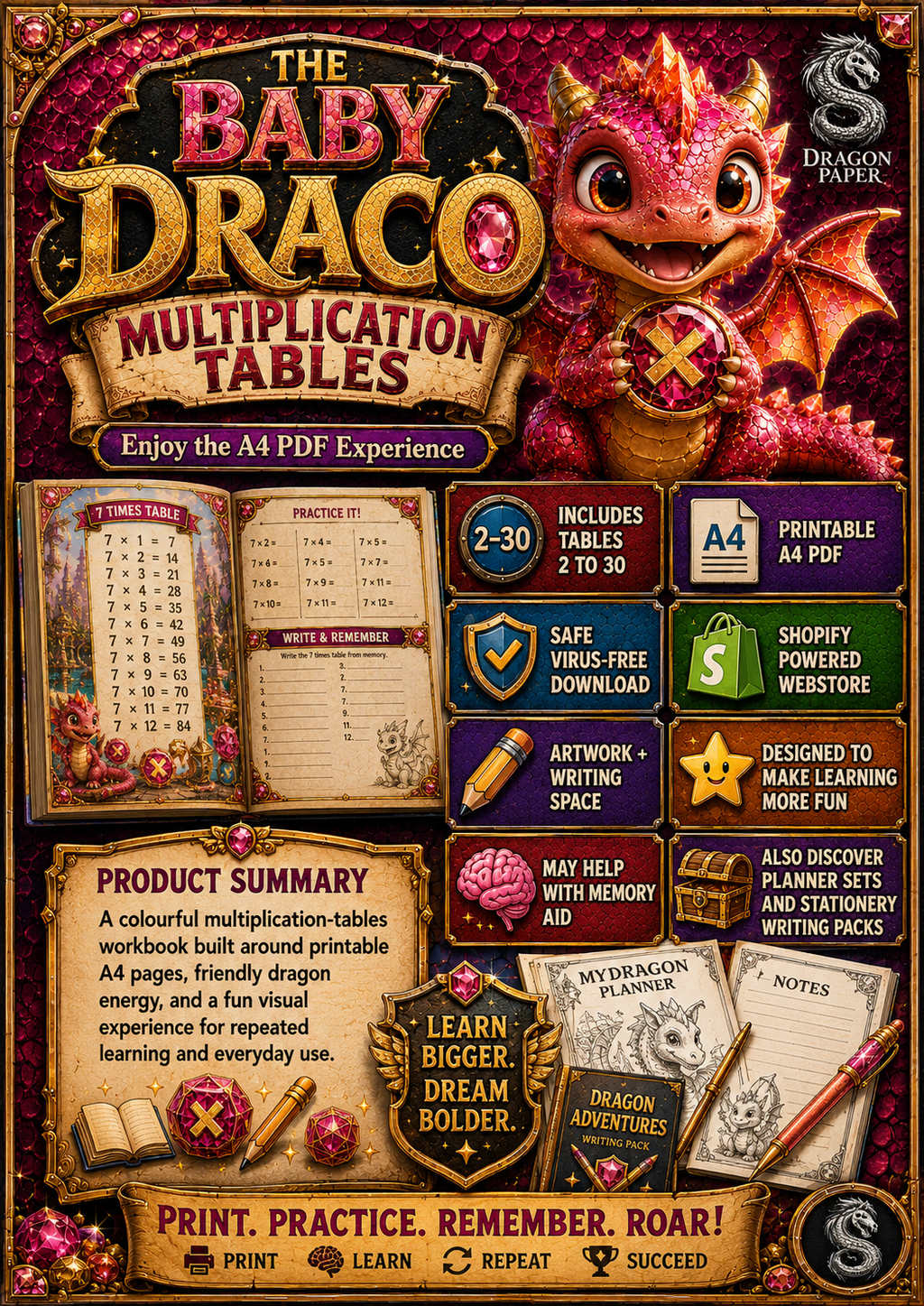 The Baby Draco Multiplication Tables EBOOK